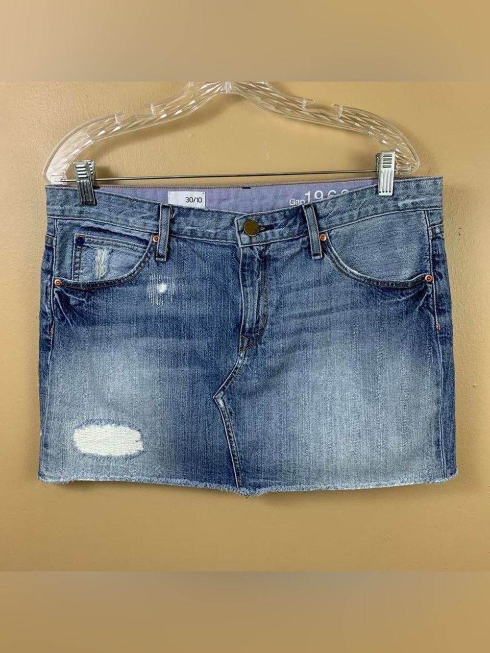Gap Denim Mini Skirt Womens 30/10 Blue Jean Light Wash Distressed Boho Y2K